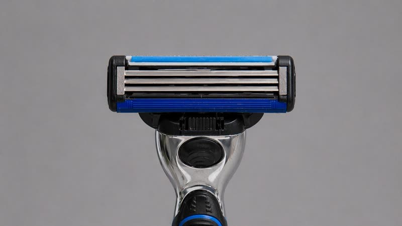 Same cartridge razor blade, now clean and slightly wet after Rinxor cycle
